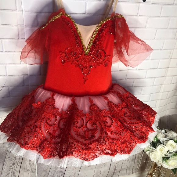 Source Unknown Red and Gold Casual Dress with Intricate Design